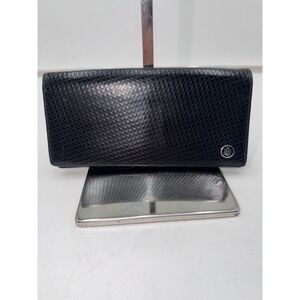Dunhill Black Leather Long Bifold Wallet Made in Italy 0910 AB